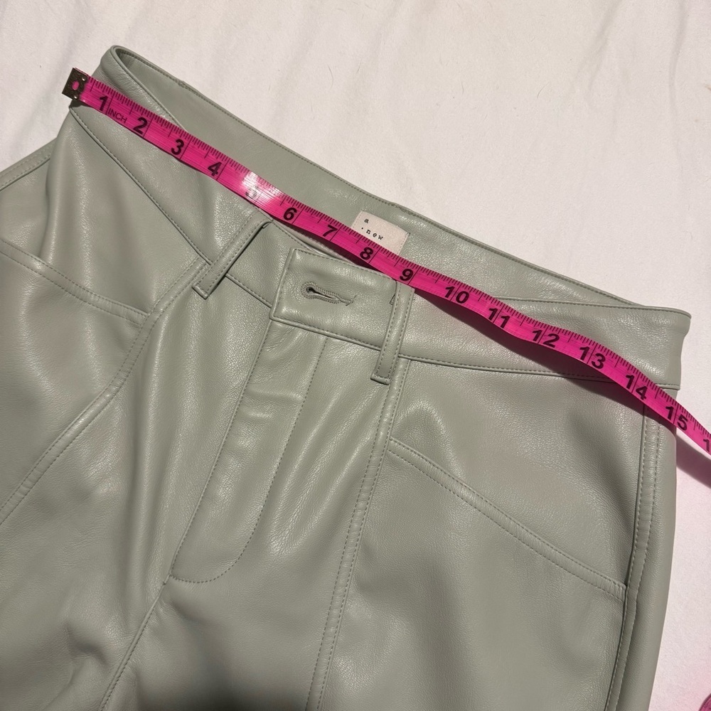 a new day Vegan Leather Green Trousers with Front Pleats - Picture 9 of 10